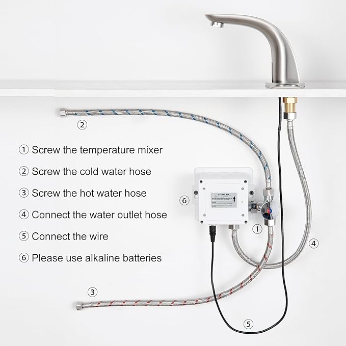 Charmingwater Touchless Bathroom Sink Faucet with Hole Cover Plate, Brushed Nickel