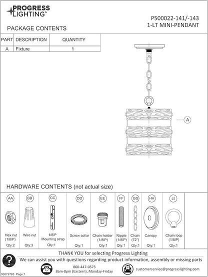 Gulliver Collection 1-Light Coastal Pendant Light Galvanized