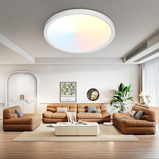 Peasur 19Inch LED Ceiling Light Flush Mount, 5CCT 3000K-6500K Adjustable Ceiling Light Fixture, 3600LM 36W Bright White Flat Lighting Fixture for Hallway Kitchen Bathroom Bedroom