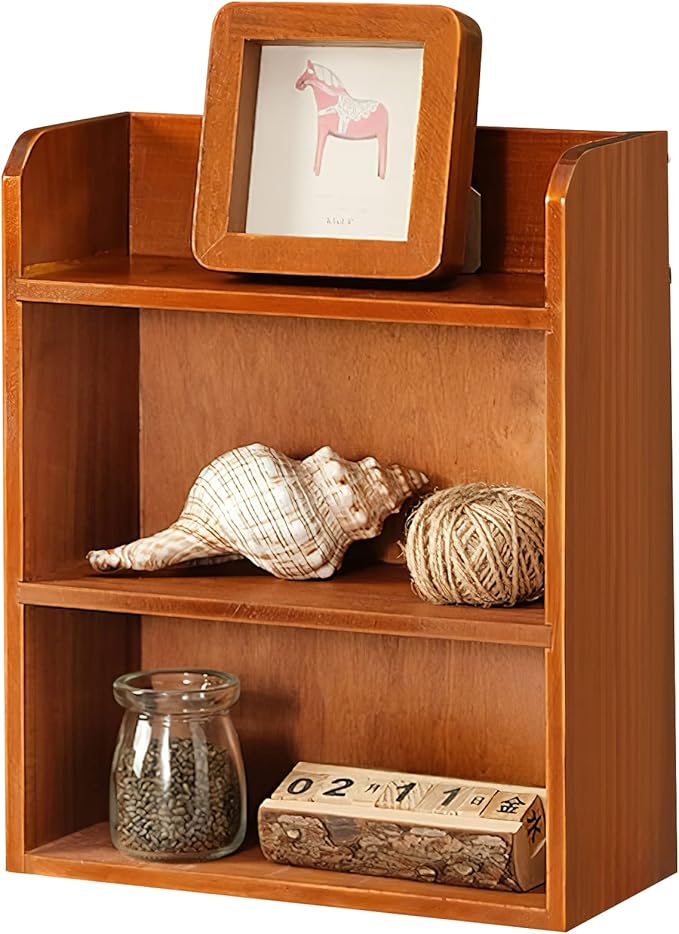 Jotsport 3 Tier Vintage Display Shelf Freestanding & Wall Hanging Decorative Wooden Shadow Box Crystals, Stone, Essential Oils Storage Holder