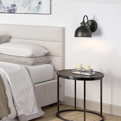 Sconces Wall Lighting, 6.6'' Farmhouse Dome Wall Sconces Indoor, 1-Light Industrial Wall Sconce Light for Bathroom, Kitchen, Bedroom, Living Room, Brushed Aged Silver on Black