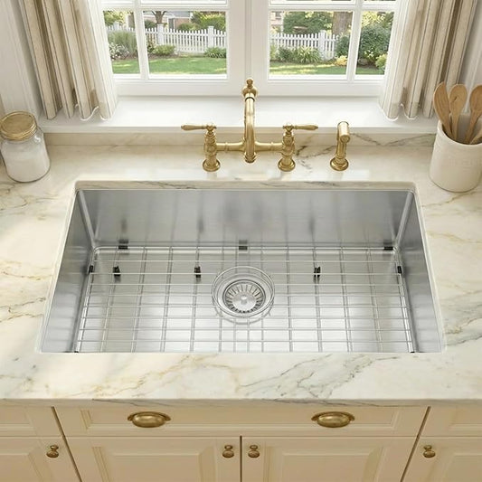 Undermount Kitchen Sink 30 X 18 inch,Single Bowl 16 Gauge Stainless Steel Undermount Kitchen Sinks
