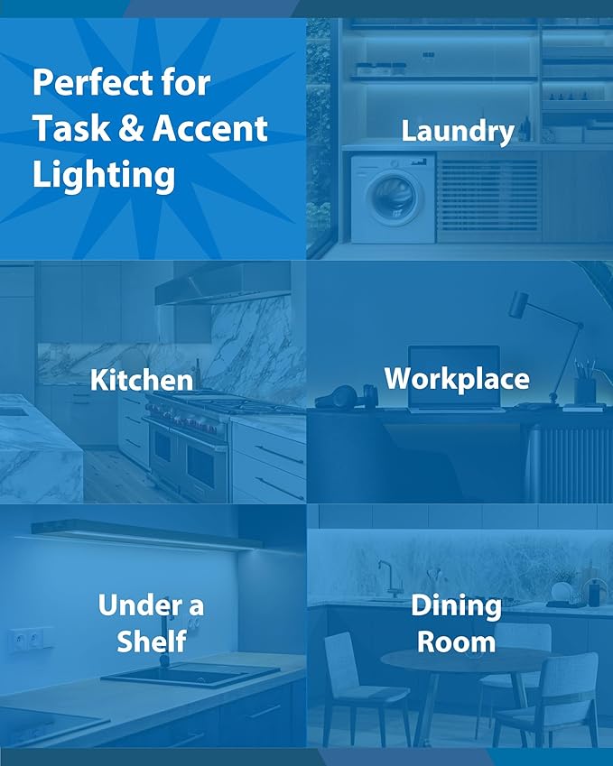 42” LED Direct Wire Under Cabinet Light - Undercounter LED Lights for Kitchen - Selectable CCT 2700K-5000K, 1224-1296 Lumens, 18W - UCB Series Hardwired Under Cabinet Lighting by NICOR Lighting