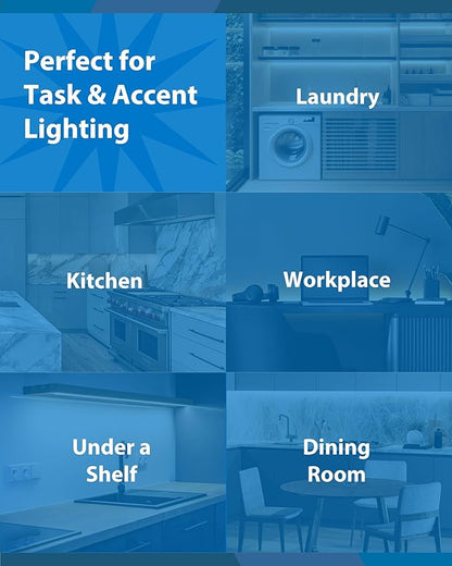 12” LED Direct Wire Under Cabinet Light - Dimmable Undercounter LED Lights for Kitchen - Selectable CCT 2700K-5000K, 340-360 Lumens, 5W - UCB Series Hardwired Under Cabinet Lighting by NICOR Lighting