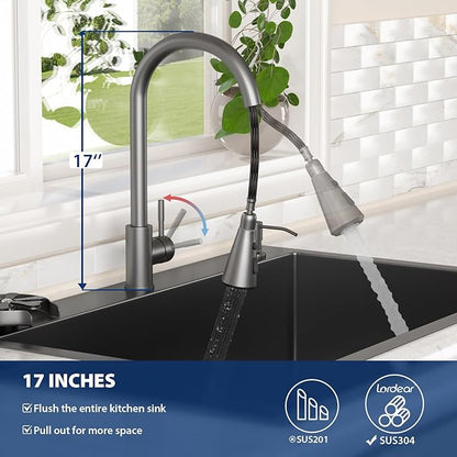 Lordear 33 Inch Drop In Black Kitchen Sink with Faucet Combo - 16 Gauge Stainless Steel 33x22 Single Bowl Black Drop In Kitchen Sink with All Accessories