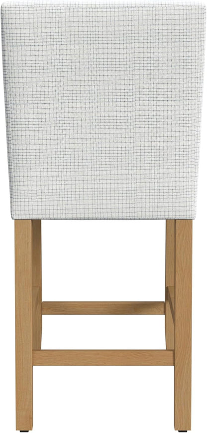 Homepop Home Decor | Classic Counter Height Bar Stools | 24 Inch Bar Stools | Decorative Home Furniture, Cream Mini Grid Pattern