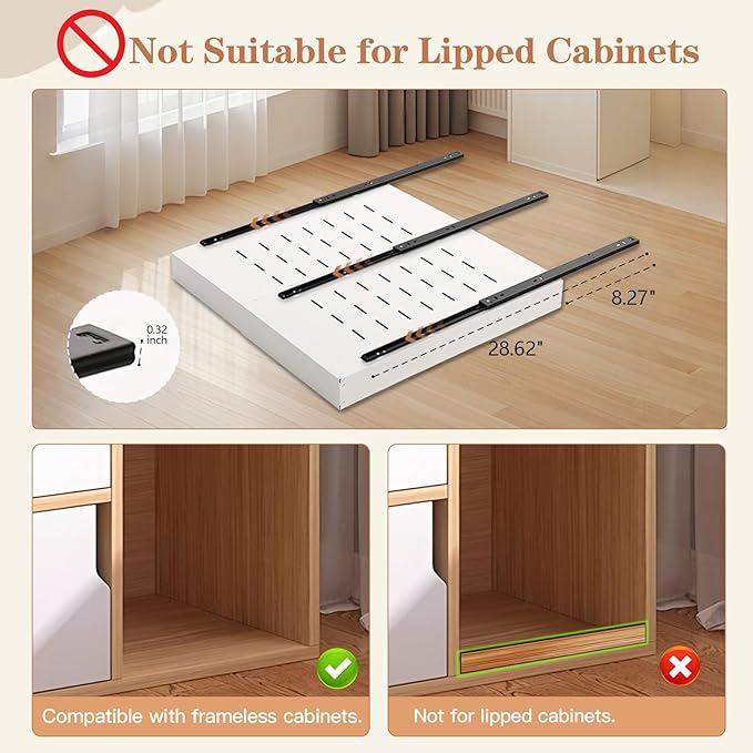 2-Pack Expandable Pull Out Cabinet Organizer, Slide Out Drawers with Upgrade 3 Slide Rails & Adhesive Nano Film, Heavy Duty Roll Out Shelf for Kitchen Base Cabinet, Adjustable Width 12"-22"