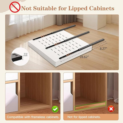 2-Pack Expandable Pull Out Cabinet Organizer, Slide Out Drawers with Upgrade 3 Slide Rails & Adhesive Nano Film, Heavy Duty Roll Out Shelf for Kitchen Base Cabinet, Adjustable Width 12"-22"
