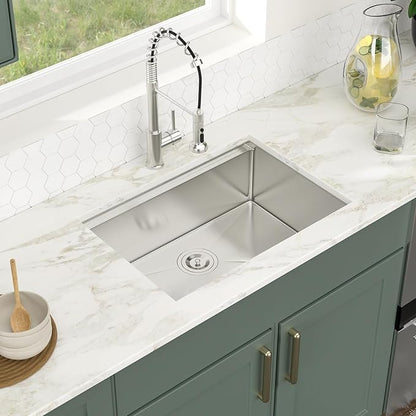 Logmey 28 Inch Undermount Kitchen Sink Workstation 28x19 Stainless Steel Sinks Ledge SUS304 16 Gauge Single Bowl Sinks with Accessories 28x19x9