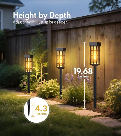 PASAMIC Solar Pathway Lights Outdoor, 24 Inch Tall Solar Landscape Lights, IP65 Waterproof Outdoor Lights, Warm White LED Solar Garden Lights for Yard Patio Lawn Driveway Walkway Path Lighting