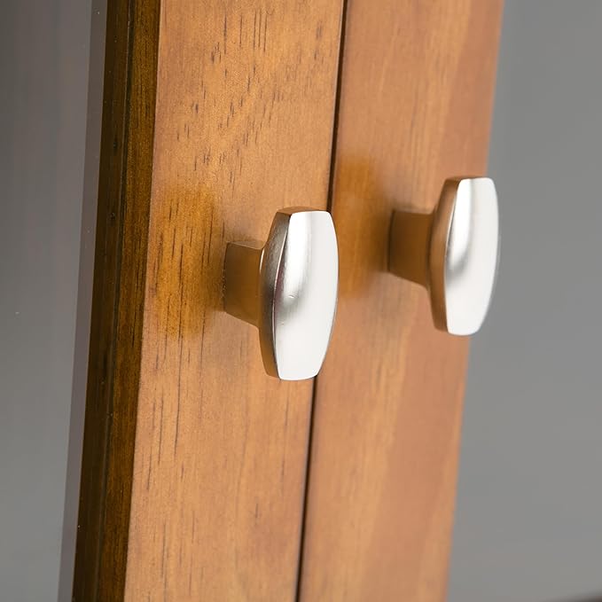 SIMPLIHOME Warm Shaker Storage Cabinet - 32 inch Wide Solid Wood 2-Shelf Low Storage Cabinet in Light Golden Brown, Transitional Accent Cabinet for Entryway with Tempered Glass Doors and Shelves
