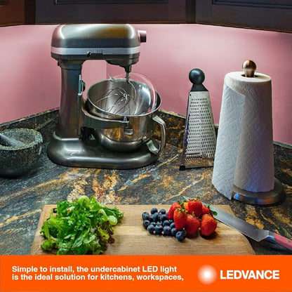LEDVANCE 12" LED Undercabint Light, 9W, 3 CCT Select 2700/3000/4000K, 80 CRI, Linkable, 600 LMS, Accessories Included - 1 Pack (62441)