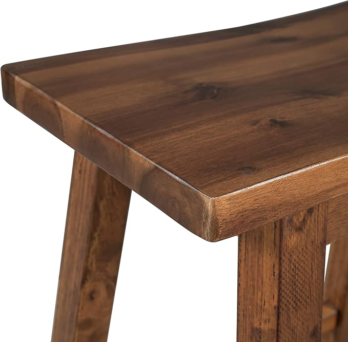 3-Piece Solid Wood Dining Table Set, Rustic Kitchen Island Set with 2 Seating, Rubber Wood Butcher Block Dining