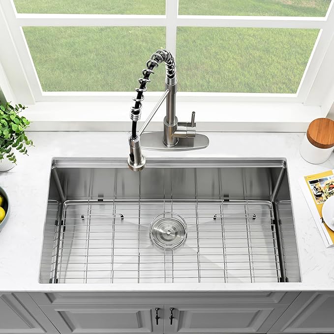 30 Inch Undermount Kitchen Sink-Bokaiya 30x19 Stainless Steel Kitchen Sink Undermount Ledge Workstation 16 Gauge Round Corners Under Counter Single Bowl Kitchen Sinks with Cutting Board