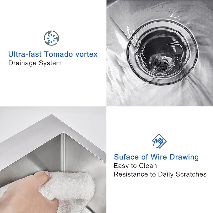 MENATT 28 Inch Drop-in Kitchen Sink, 304 Stainless Steel Topmount Handmade Kitchen Sink, Single Bowl Workstation Sink with Drain Kit (Brushed), 28"x18"x9"