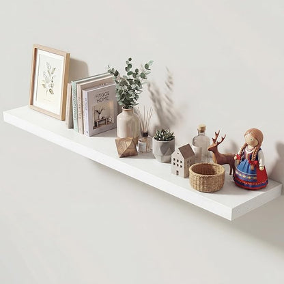 Dreamland 55 Inches Floating Shelves for Wall, 9.3" Deep Long Floating Shelves Set of 1, Large Display & Storage Shelf, Wall Shelf for Bathroom Bedroom Living Room Kitchen Office, White