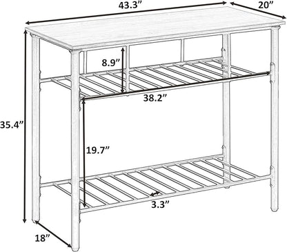 Multifunctional Counter Height Kitchen Dining Room Prep Table Kitchen Island, Kitchen Storage Rack with Large Worktop & Shelves, Console Side Table for Living Room, Faux Marble Tabletop (C) (A)