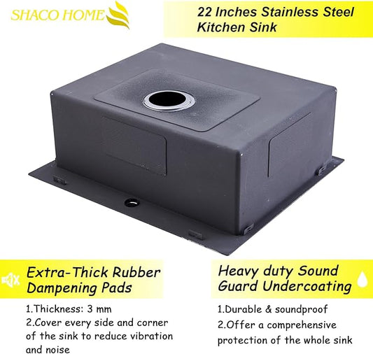 SHACO 25x18 Inch Drop In Kitchen Sink, 25 Inch Top Mount Stainless Steel Bar RV Laundry Utility Outdoor Sink, Brushed Nickel 16 Gauge Deep Small Kitchen Single Bowl