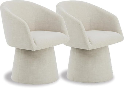 KISLOT Swivel Dining Chairs Modern Accent Armchair Side Deskchair for Diningroom Vanity Bedroom Livingroom Reading Room,Linen,2 Box