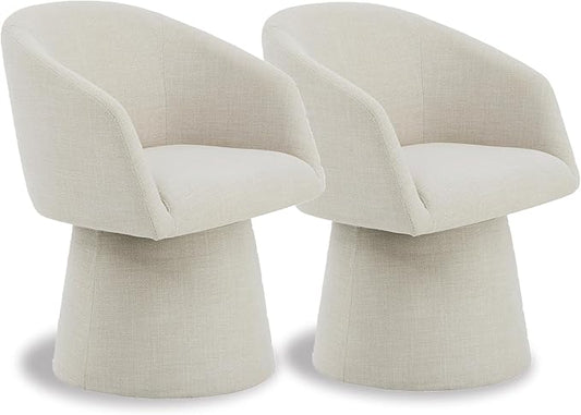 KISLOT Swivel Dining Chairs Modern Accent Armchair Side Deskchair for Diningroom Vanity Bedroom Livingroom Reading Room,Linen,2 Box