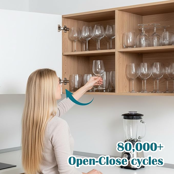 24 Pack Full Overlay Soft Close Cabinet Hinges, 105° Concealed Hidden Hinges with Clip-On Plates, 3D Adjustable for Frameless & Face Frame Cabinets - Silver