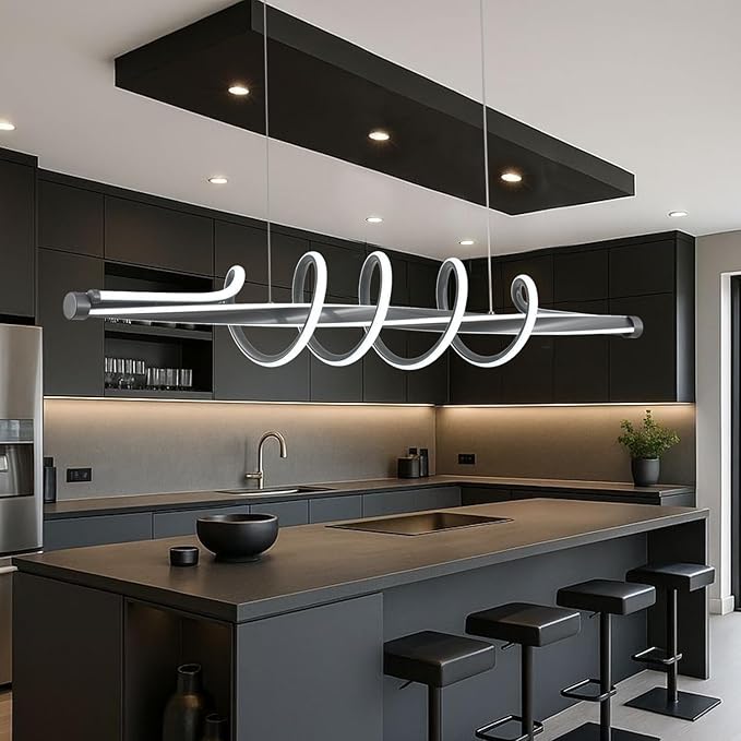 Modern Chandelier,Dimmable Modern Led Pendant Light for Dining Room,Gold Chandelier Light Fixture Modern Dining Room Light Light Fixture over Table,Color Changing Kitchen Island Lighting via Remote