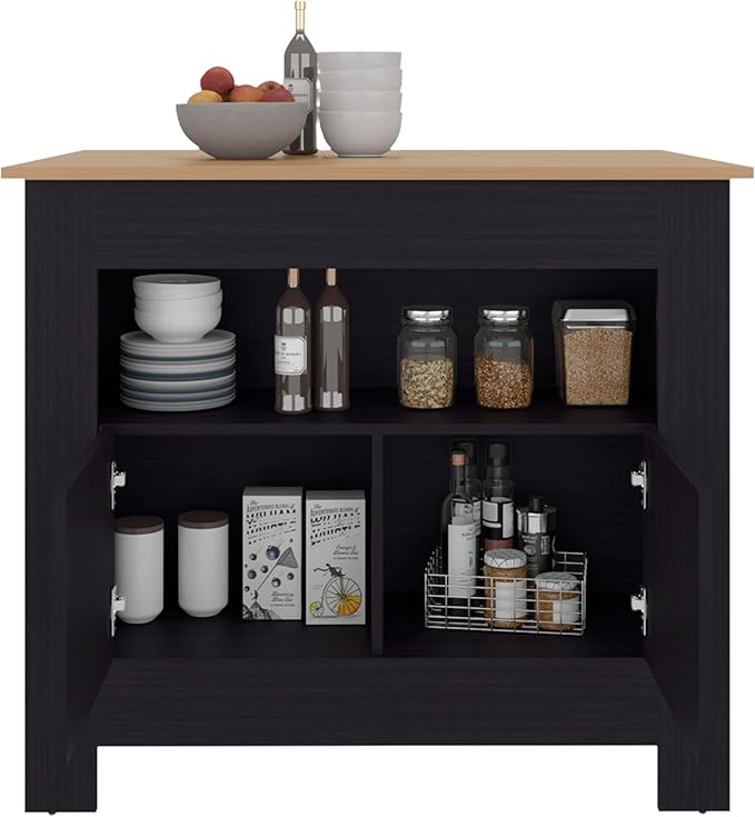 GOWE Theba Kitchen Island, Whit 2 Doors, 3 Shelves