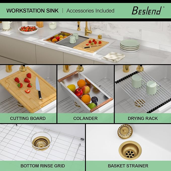 33x22 Inch White Composite Drop In Kitchen Sink Granite Composite Kitchen Sink Workstation Topmount Luxury Above Counter Single Bowl Sink Basin