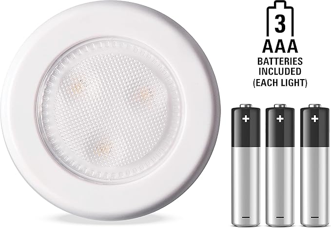 Westek BL-PUTN-W6 Ultra-Thin LED Puck Light - 6PK With Batteries, White