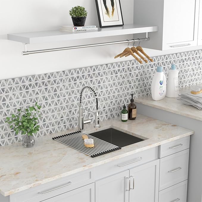 Kichae 23 Laundry Sink Undermount - 23x18 Inch Undermount Utility Sink Stainless Steel 13" Deep Single Bowl Under Counter Laundry Utility Room Handmade Basin