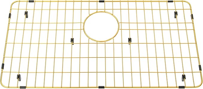 Kitchen Sink Grid, Kitchen Sink Protectors, Stainless Steel Sink Grids for Bottom, 26" x 14" with Rear Drain for Single Sink Bowl, Golden Color