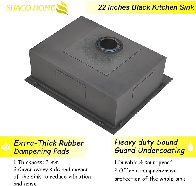 SHACO 25x18 Inch Black Drop In Kitchen Sink, 25 Inch Gunmetal Black Bar RV Laundry Utility Outdoor Stainless Steel 16 Gauge Single Bowl Deep Small Kitchen Sink