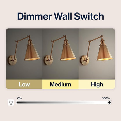 JONATHAN Y 7" Brass Gold Classic Industrial Metal Adjustable Arm LED Wall Sconce for Bedside Reading, Farmhouse Swing Arm Wall Lamp with Metal Shade, Hardwired (JYL7461A)
