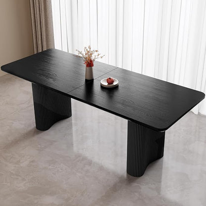 Miuuod 79" Black Dining Table for 4-8 People Large Modern Kitchen Dining Room Table Rectangular Wood Table with Wave Legs Farmhouse Dining Table for Living Room Home Office Workspace Easy Assembly