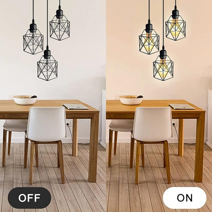 Industrial Pendant Light 3-Light,Adjustable Hanging Light Fixtures,Vintage Farmhouse Pendant Light with Metal Caged for Kitchen Dining Room Hallway,E26 Base,Black