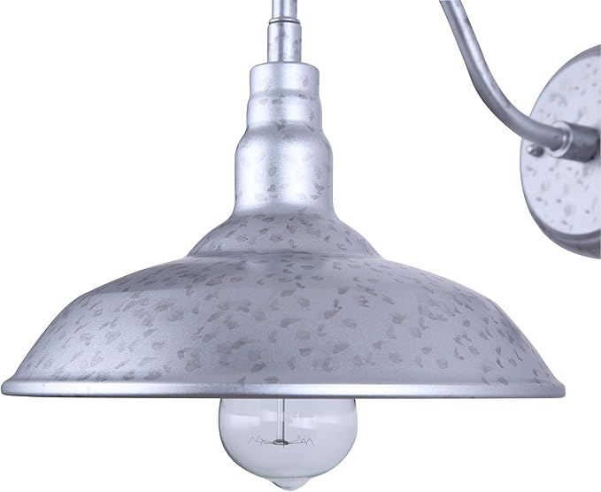 Canarm Rustica 1-Light Outdoor Barn Light, 10-Inch Galvanized Wall Mounted Gooseneck Outdoor Lighting, Wet-Rated for Porch, Garage and Entryway