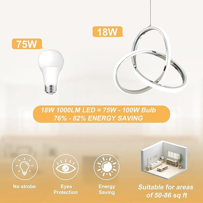 MAYNA Modern Kitchen Island Lights, 4000K LED Pendant Light Fixture, 18W Adjustable Height Modern Led Chandelier for Sink Bedroom Kitchen Island Cafe, 3 Pack (Chrome)