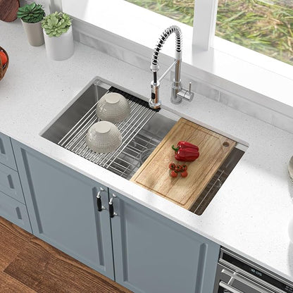 Undermount Kitchen Sink - 32 Inch Undermount Workstation sink 16 Gauge Stainless Steel Kitchen Sinks Under Counter Single Bowl Basin 32‘’x19''x9''