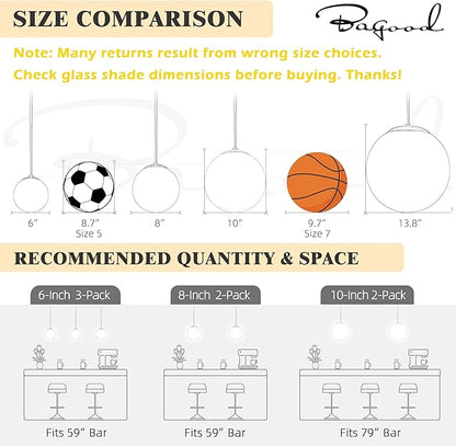Bagood 6 Inch Globe Pendant Light Gold Mid Century Pendant Light Contemporary Globe Pendant Lights Kitchen Island Clear Glass with Brass Finish Adjustable Hanging Light Fixture for Kitchen Island