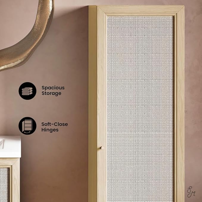 Classe 15.5 x 15 x 60 Freestanding Linen Cabinet in Natural Oak