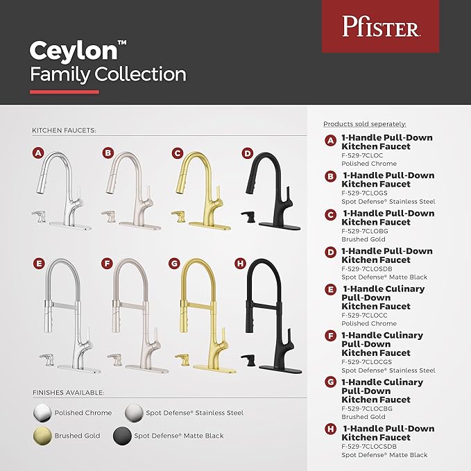 Pfister Ceylon Kitchen Faucet with Pull Down Sprayer and Soap Dispenser, Single Handle, High Arc Spout, Matte Black Finish, NSF Certified, 1-Hole Installation F5297CLOSDB