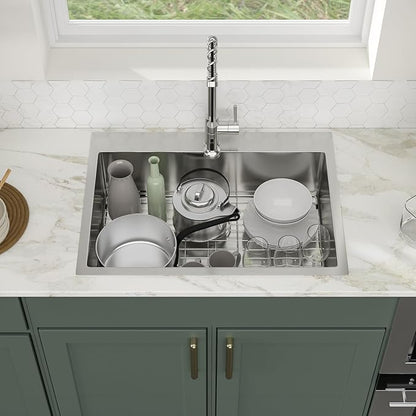 28 Inch Drop In Kitchen Sink Logmey 28x22x9 Inch Topmount Sinks 16-Gauge Stainless Steel Single Bowl Kitchen Sink