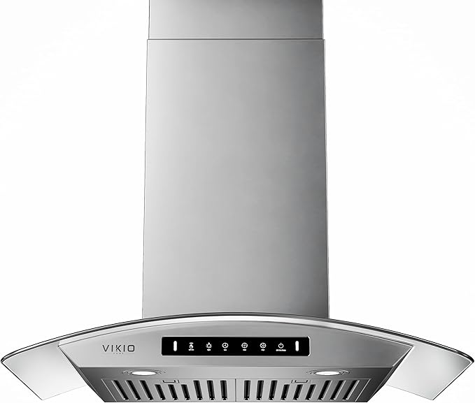 VIKIO HOME 30" Wall Mount Range Hood Tempered Glass 900 CFM, Kitchen Vent Stainless Steel with Gesture Sensing, Touch Control Switch Panel, Suitable for 7-9ft, Ducted, 3-Speed, Permanent Filter