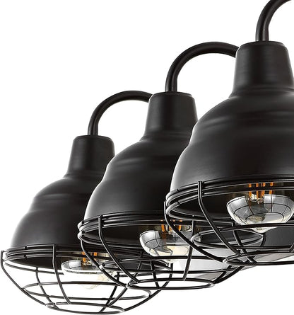 JONATHAN Y 24.5" Oil Rubbed Bronze 3-Light Industrial Farmhouse Vanity Light for Bathroom Mirror, Rustic Metal Wall Sconce Fixture, Iron Caged Shade, LED Bulbs Included JYL1120A