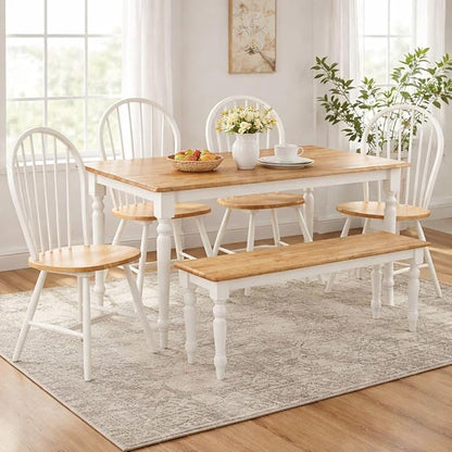 Boraam Windsor Farmhouse Dining Bench - Cream/Natural