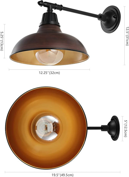 JONATHAN Y 12.25" 1-Light Wood Finish/Copper Industrial Farmhouse Outdoor Sconce, Iron Wall Light with LED Bulb, Metal Bowl Shade, Vintage Porch Lamp for Entryway Patio Kitchen (JYL7615G)