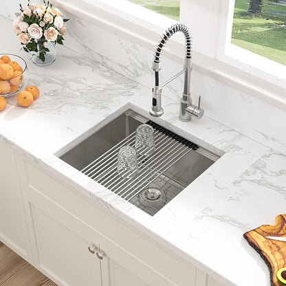 Sarlai 21 Undermount Kitchen Sink - 21"x19" Undermount Bar Sink Ledge Workstation Single Bowl 16 Gauge Stainless Steel RV Bar Prep Small Kitchen Sinks Basin