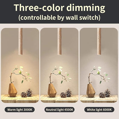 Japanese Wabi sabi Pendant Light with Natural Stone Shade, Dimmable Modern Wood Hanging Lamp Fixture, Adjustable Height Pendant Lamp for Bedroom, Kitchen Island, Dining Room, Restaurant, Cafe, Bar (G)