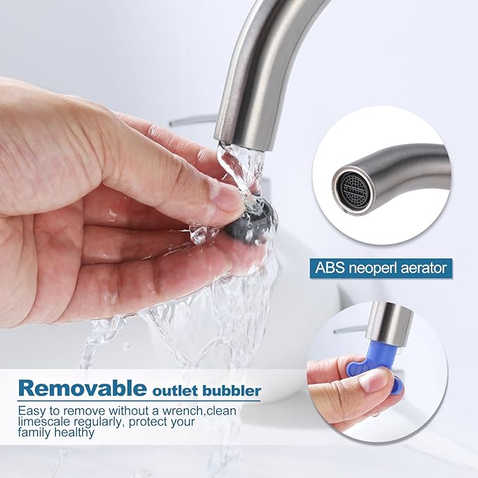Automatic Touchless Bathroom Sink Faucet, WOWOW Motion Automatic Sensor Bathroom Faucet with Deck Plate, 1 or 3 Holes Motion Sensor Vanity Tap Hands Free Temperature Mixer, Brushed Nickel