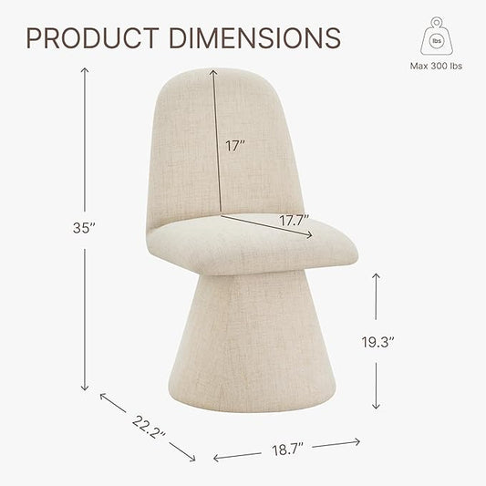 KISLOT Swivel Dining Chairs Set of 1, Modern Upholstered Dining Chair Mid Century Kitchen Chairs with Wave Shaped High Back, 360 Degree Rotating Vanity Chair for Dining Room, Bedroom, Farmhouse, Sand